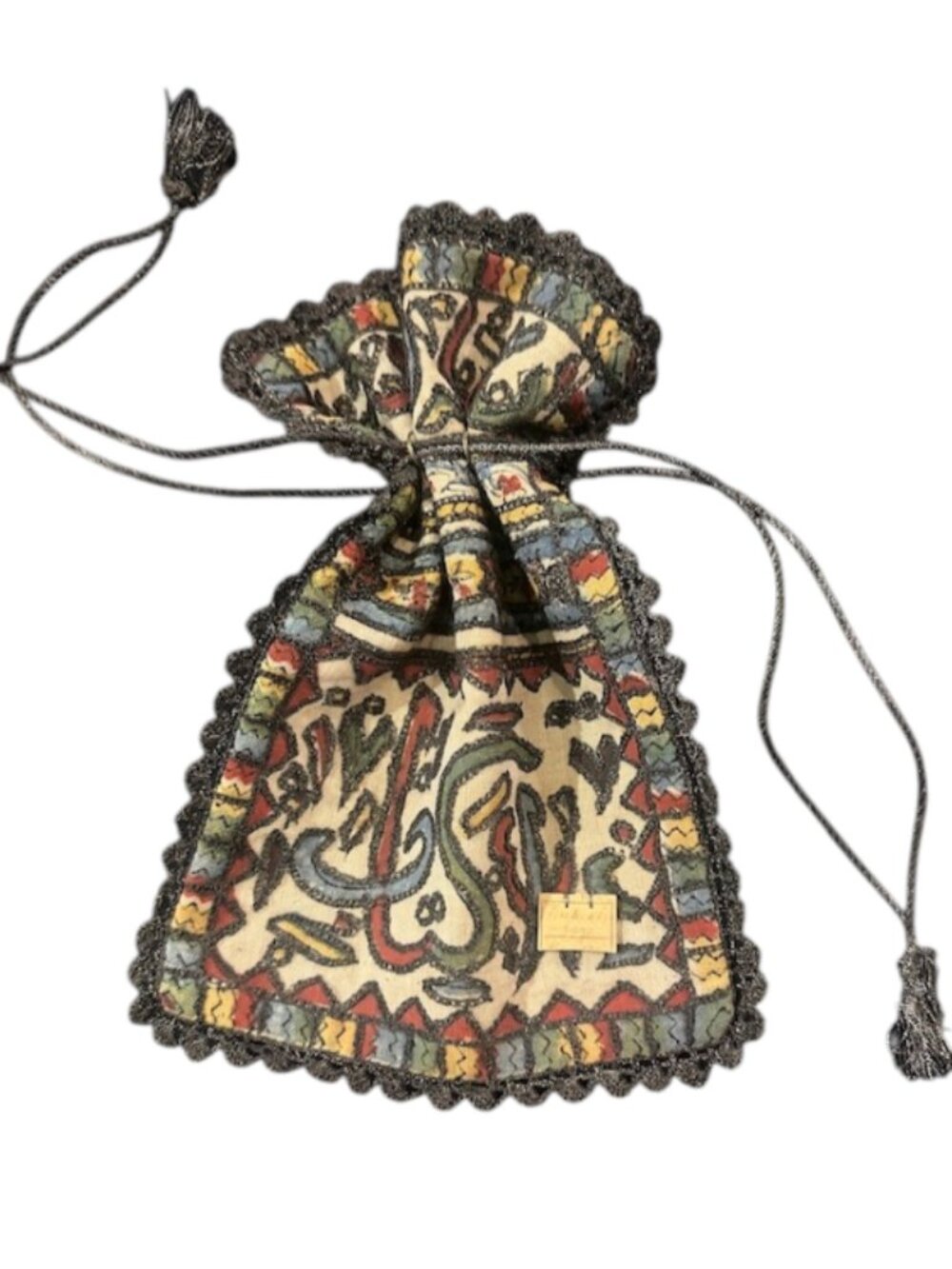 Vintage Turkish Embroidered Drawstring Bag